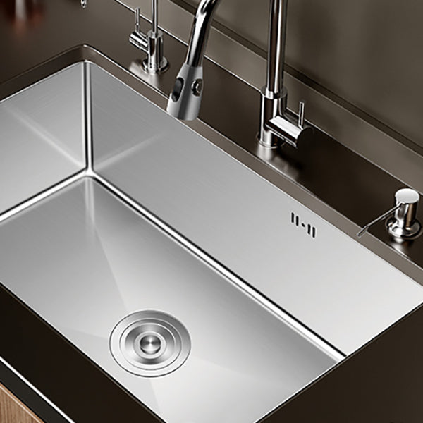 Single Bowl Kitchen Sink Stainless Steel Rectangular Undermount Kitchen Sink with Faucet Clearhalo 'Home Improvement' 'home_improvement' 'home_improvement_kitchen_sinks' 'Kitchen Remodel & Kitchen Fixtures' 'Kitchen Sinks & Faucet Components' 'Kitchen Sinks' 'kitchen_sinks' 7079201