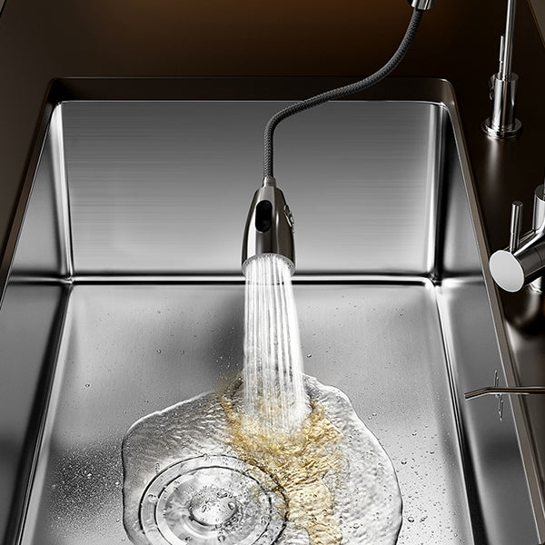 Single Bowl Kitchen Sink Stainless Steel Rectangular Undermount Kitchen Sink with Faucet Clearhalo 'Home Improvement' 'home_improvement' 'home_improvement_kitchen_sinks' 'Kitchen Remodel & Kitchen Fixtures' 'Kitchen Sinks & Faucet Components' 'Kitchen Sinks' 'kitchen_sinks' 7079203