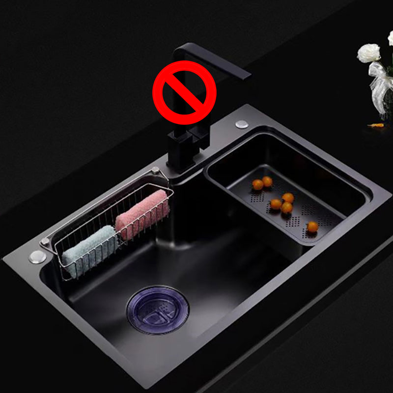 Stainless Steel Kitchen Sink Single Bowl Kitchen Sink(Not Included Faucet) Black None Clearhalo 'Home Improvement' 'home_improvement' 'home_improvement_kitchen_sinks' 'Kitchen Remodel & Kitchen Fixtures' 'Kitchen Sinks & Faucet Components' 'Kitchen Sinks' 'kitchen_sinks' 7079218