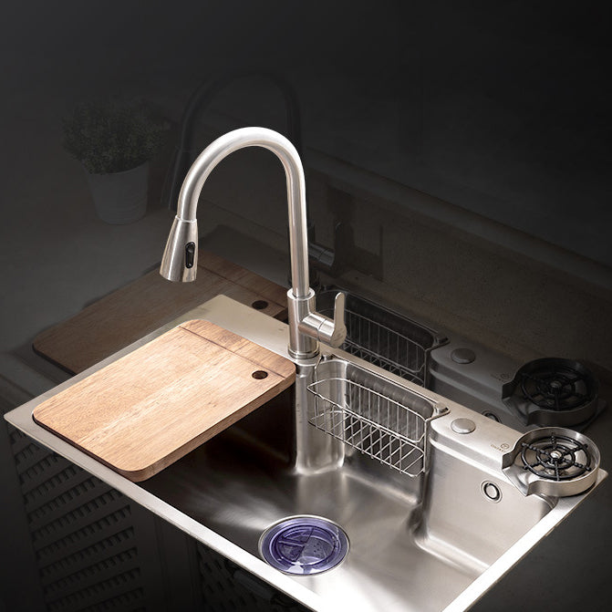 Stainless Steel Kitchen Sink Single Bowl Kitchen Sink(Not Included Faucet) Clearhalo 'Home Improvement' 'home_improvement' 'home_improvement_kitchen_sinks' 'Kitchen Remodel & Kitchen Fixtures' 'Kitchen Sinks & Faucet Components' 'Kitchen Sinks' 'kitchen_sinks' 7079220
