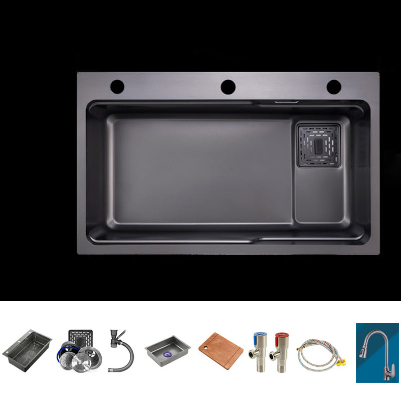 Drop-In Kitchen Sink Stainless Steel Kitchen Sink with Faucet Included 30"L x 18"W x 9"H Sink with Faucet Pull Out Faucet Clearhalo 'Home Improvement' 'home_improvement' 'home_improvement_kitchen_sinks' 'Kitchen Remodel & Kitchen Fixtures' 'Kitchen Sinks & Faucet Components' 'Kitchen Sinks' 'kitchen_sinks' 7079244