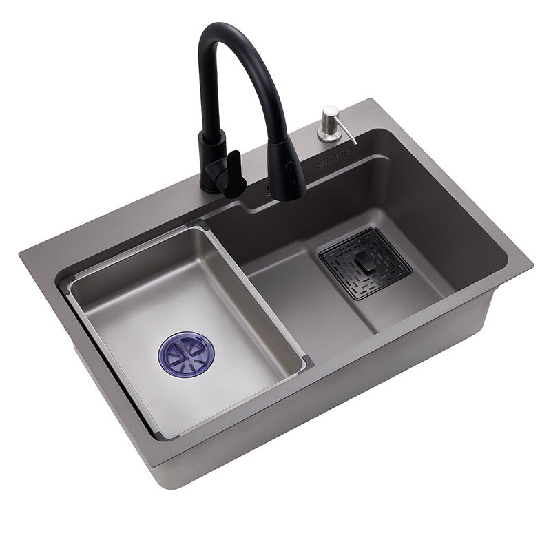Drop-In Kitchen Sink Stainless Steel Kitchen Sink with Faucet Included Clearhalo 'Home Improvement' 'home_improvement' 'home_improvement_kitchen_sinks' 'Kitchen Remodel & Kitchen Fixtures' 'Kitchen Sinks & Faucet Components' 'Kitchen Sinks' 'kitchen_sinks' 7079248