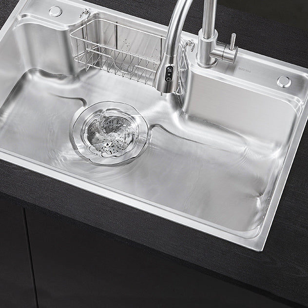 Classic Stainless Steel Sink Overflow Hole Kitchen Sink with Faucet Clearhalo 'Home Improvement' 'home_improvement' 'home_improvement_kitchen_sinks' 'Kitchen Remodel & Kitchen Fixtures' 'Kitchen Sinks & Faucet Components' 'Kitchen Sinks' 'kitchen_sinks' 7079269