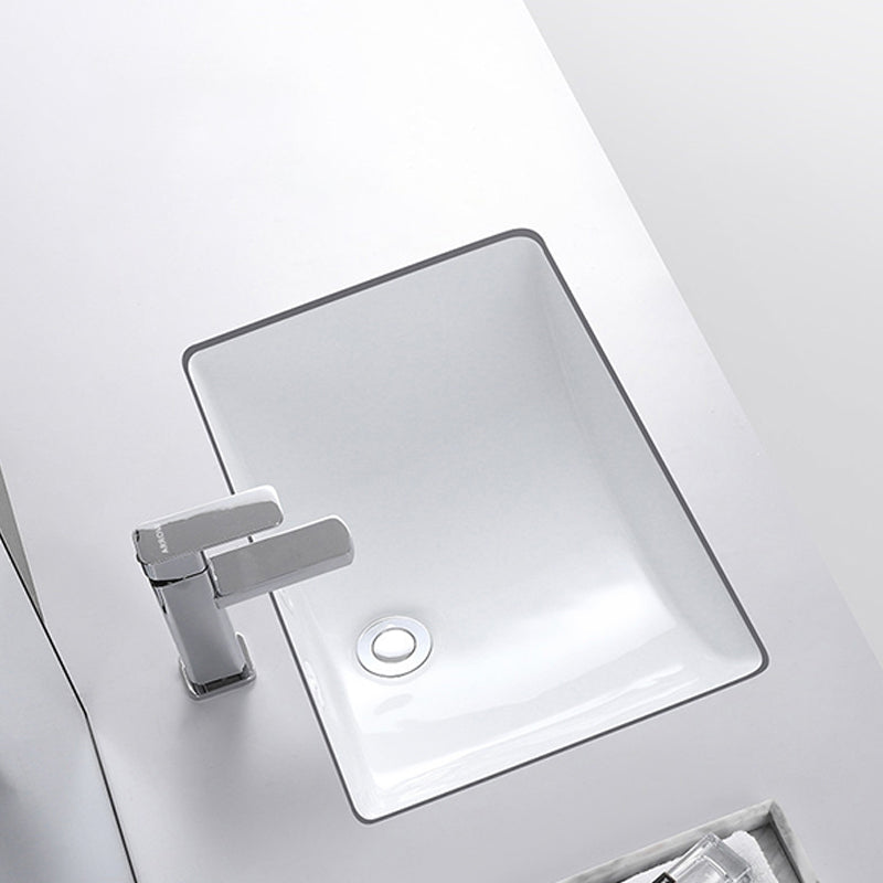 Traditional Undermount Vanity Sink Rectangular Porcelain with Pop-Up Drain Basin Sink Clearhalo 'Bathroom Remodel & Bathroom Fixtures' 'Bathroom Sinks & Faucet Components' 'Bathroom Sinks' 'bathroom_sink' 'Home Improvement' 'home_improvement' 'home_improvement_bathroom_sink' 7079296