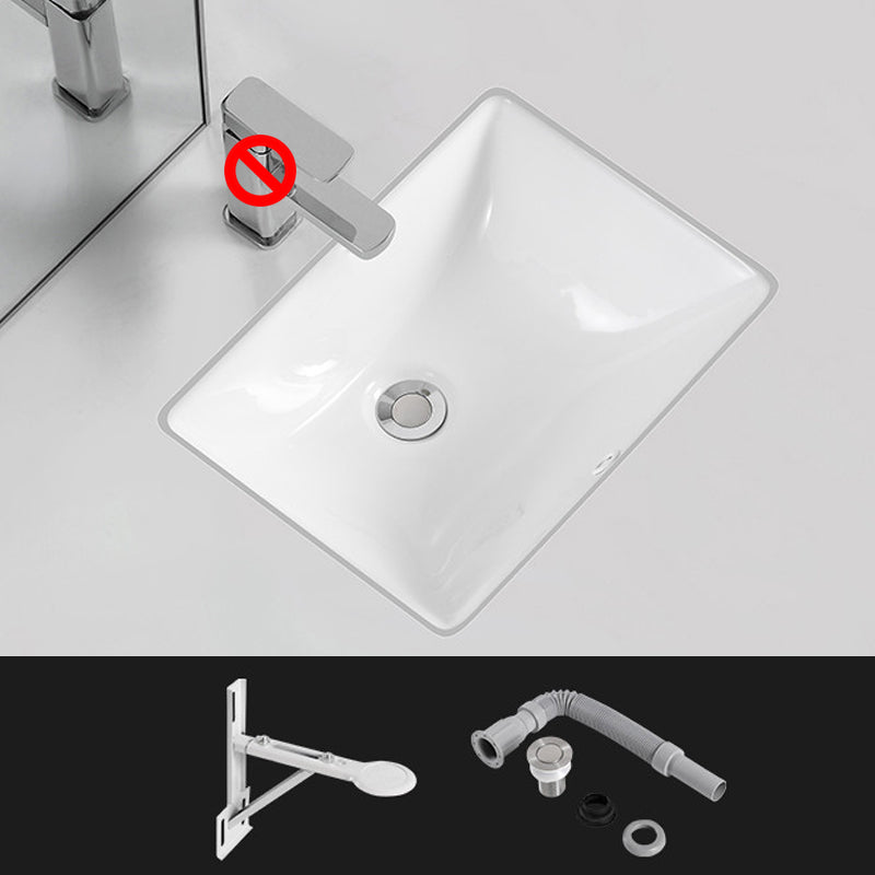 Traditional Undermount Vanity Sink Rectangular Porcelain with Pop-Up Drain Basin Sink 18"L x 13"W x 7"H Sink Clearhalo 'Bathroom Remodel & Bathroom Fixtures' 'Bathroom Sinks & Faucet Components' 'Bathroom Sinks' 'bathroom_sink' 'Home Improvement' 'home_improvement' 'home_improvement_bathroom_sink' 7079307
