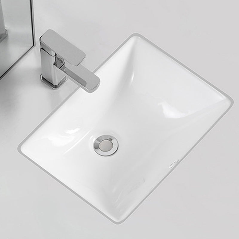 Traditional Undermount Vanity Sink Rectangular Porcelain with Pop-Up Drain Basin Sink Clearhalo 'Bathroom Remodel & Bathroom Fixtures' 'Bathroom Sinks & Faucet Components' 'Bathroom Sinks' 'bathroom_sink' 'Home Improvement' 'home_improvement' 'home_improvement_bathroom_sink' 7079314