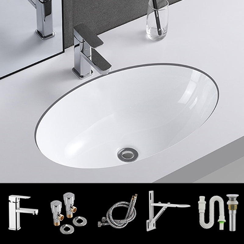 Traditional Undermount Vanity Sink Rectangular Porcelain with Pop-Up Drain Basin Sink 24"L x 17"W x 8"H Sink with Faucet Clearhalo 'Bathroom Remodel & Bathroom Fixtures' 'Bathroom Sinks & Faucet Components' 'Bathroom Sinks' 'bathroom_sink' 'Home Improvement' 'home_improvement' 'home_improvement_bathroom_sink' 7079319