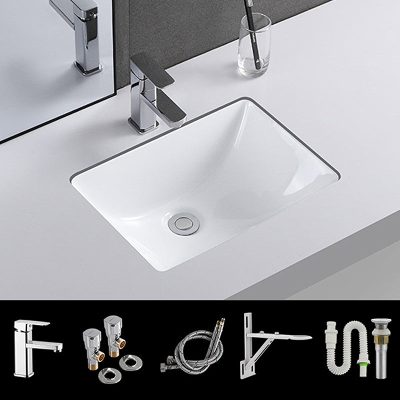 Traditional Undermount Vanity Sink Rectangular Porcelain with Pop-Up Drain Basin Sink 19"L x 13"W x 8"H Sink with Faucet Clearhalo 'Bathroom Remodel & Bathroom Fixtures' 'Bathroom Sinks & Faucet Components' 'Bathroom Sinks' 'bathroom_sink' 'Home Improvement' 'home_improvement' 'home_improvement_bathroom_sink' 7079321