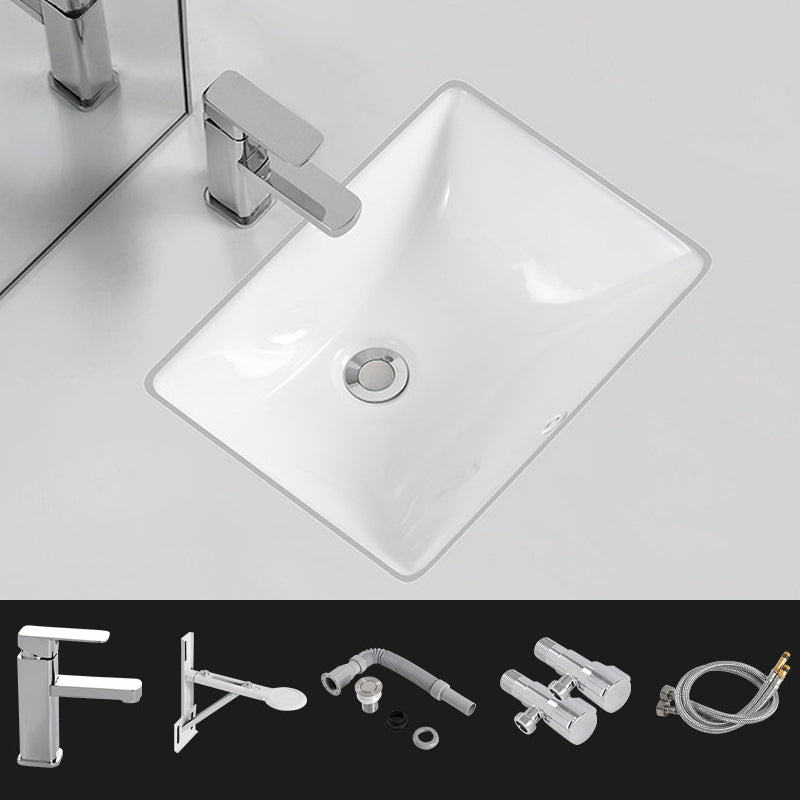 Traditional Undermount Vanity Sink Rectangular Porcelain with Pop-Up Drain Basin Sink 18"L x 13"W x 7"H Sink with Faucet Clearhalo 'Bathroom Remodel & Bathroom Fixtures' 'Bathroom Sinks & Faucet Components' 'Bathroom Sinks' 'bathroom_sink' 'Home Improvement' 'home_improvement' 'home_improvement_bathroom_sink' 7079322