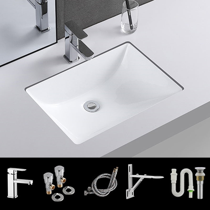 Traditional Undermount Vanity Sink Rectangular Porcelain with Pop-Up Drain Basin Sink 20"L x 15"W x 7"H Sink with Faucet Clearhalo 'Bathroom Remodel & Bathroom Fixtures' 'Bathroom Sinks & Faucet Components' 'Bathroom Sinks' 'bathroom_sink' 'Home Improvement' 'home_improvement' 'home_improvement_bathroom_sink' 7079323