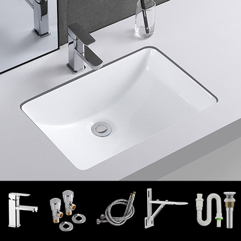 Traditional Undermount Vanity Sink Rectangular Porcelain with Pop-Up Drain Basin Sink 21"L x 15"W x 8"H Sink with Faucet Clearhalo 'Bathroom Remodel & Bathroom Fixtures' 'Bathroom Sinks & Faucet Components' 'Bathroom Sinks' 'bathroom_sink' 'Home Improvement' 'home_improvement' 'home_improvement_bathroom_sink' 7079324