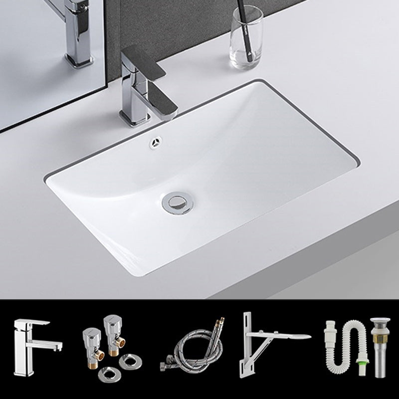 Traditional Undermount Vanity Sink Rectangular Porcelain with Pop-Up Drain Basin Sink 22"L x 14"W x 7"H Sink with Faucet Clearhalo 'Bathroom Remodel & Bathroom Fixtures' 'Bathroom Sinks & Faucet Components' 'Bathroom Sinks' 'bathroom_sink' 'Home Improvement' 'home_improvement' 'home_improvement_bathroom_sink' 7079325