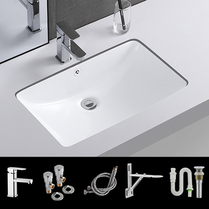 Traditional Undermount Vanity Sink Rectangular Porcelain with Pop-Up Drain Basin Sink 24"L x 15"W x 7"H Sink with Faucet Clearhalo 'Bathroom Remodel & Bathroom Fixtures' 'Bathroom Sinks & Faucet Components' 'Bathroom Sinks' 'bathroom_sink' 'Home Improvement' 'home_improvement' 'home_improvement_bathroom_sink' 7079326