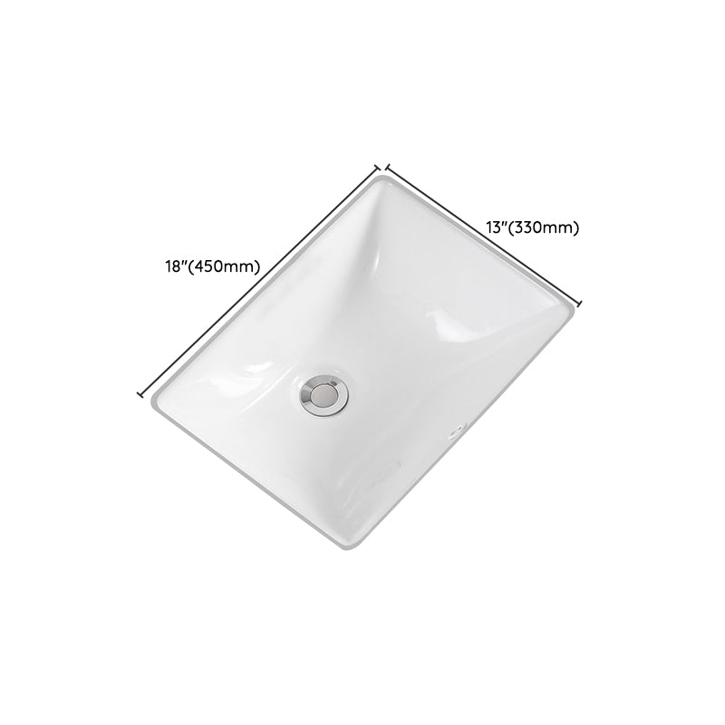 Traditional Undermount Vanity Sink Rectangular Porcelain with Pop-Up Drain Basin Sink Clearhalo 'Bathroom Remodel & Bathroom Fixtures' 'Bathroom Sinks & Faucet Components' 'Bathroom Sinks' 'bathroom_sink' 'Home Improvement' 'home_improvement' 'home_improvement_bathroom_sink' 7079328