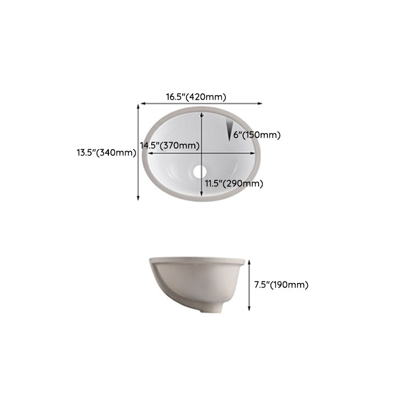 Traditional Undermount Vanity Sink Rectangular Porcelain with Pop-Up Drain Basin Sink Clearhalo 'Bathroom Remodel & Bathroom Fixtures' 'Bathroom Sinks & Faucet Components' 'Bathroom Sinks' 'bathroom_sink' 'Home Improvement' 'home_improvement' 'home_improvement_bathroom_sink' 7079334