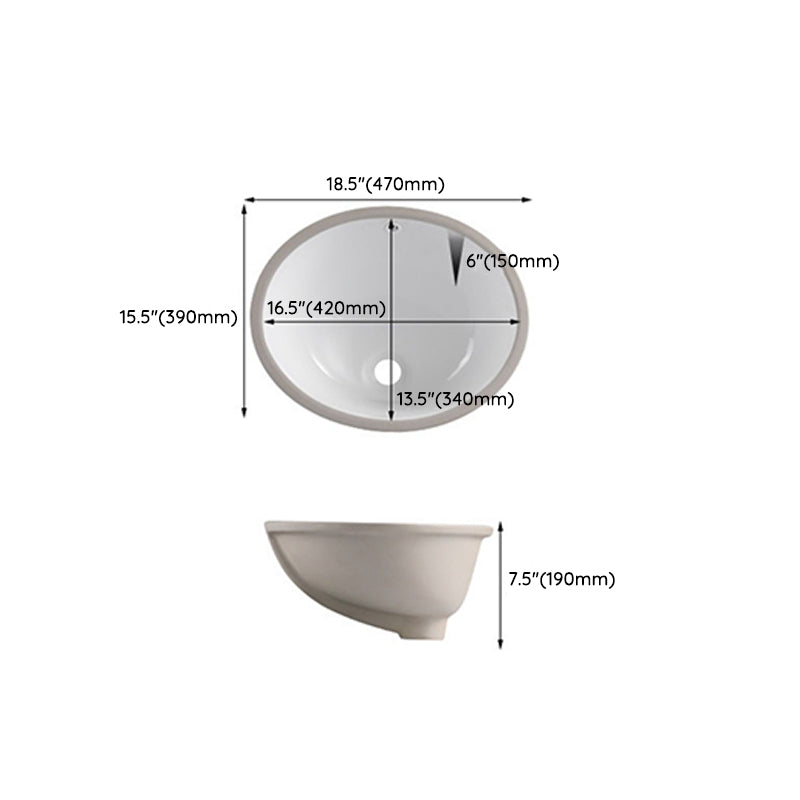 Traditional Undermount Vanity Sink Rectangular Porcelain with Pop-Up Drain Basin Sink Clearhalo 'Bathroom Remodel & Bathroom Fixtures' 'Bathroom Sinks & Faucet Components' 'Bathroom Sinks' 'bathroom_sink' 'Home Improvement' 'home_improvement' 'home_improvement_bathroom_sink' 7079335