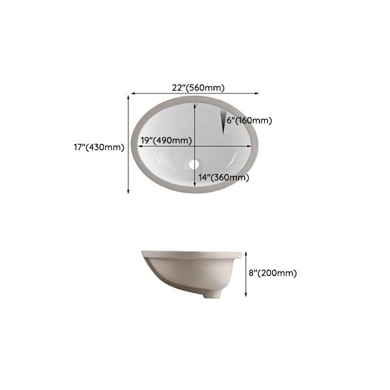 Traditional Undermount Vanity Sink Rectangular Porcelain with Pop-Up Drain Basin Sink Clearhalo 'Bathroom Remodel & Bathroom Fixtures' 'Bathroom Sinks & Faucet Components' 'Bathroom Sinks' 'bathroom_sink' 'Home Improvement' 'home_improvement' 'home_improvement_bathroom_sink' 7079337