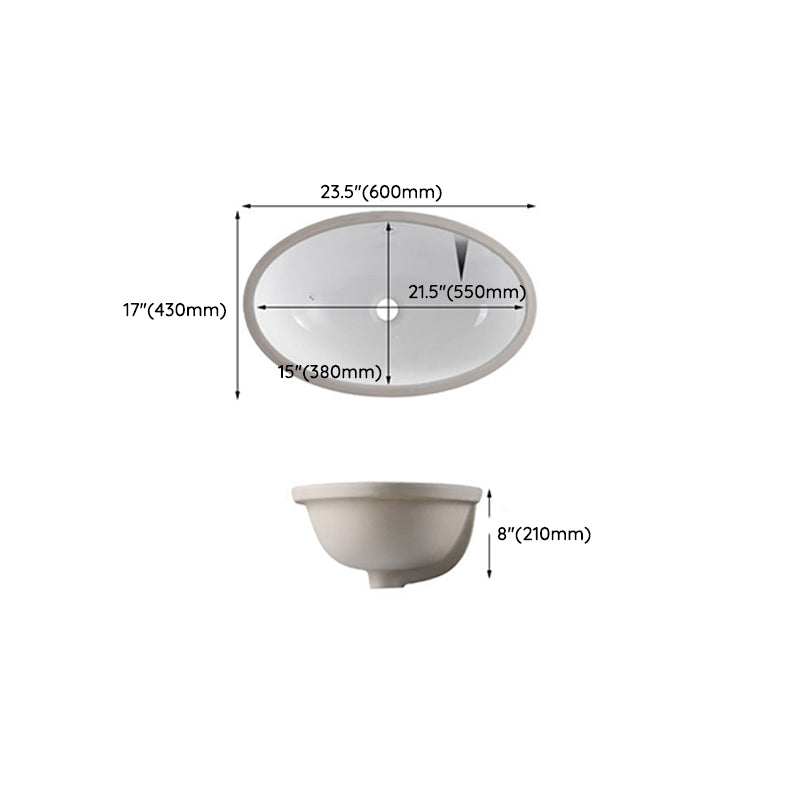 Traditional Undermount Vanity Sink Rectangular Porcelain with Pop-Up Drain Basin Sink Clearhalo 'Bathroom Remodel & Bathroom Fixtures' 'Bathroom Sinks & Faucet Components' 'Bathroom Sinks' 'bathroom_sink' 'Home Improvement' 'home_improvement' 'home_improvement_bathroom_sink' 7079338