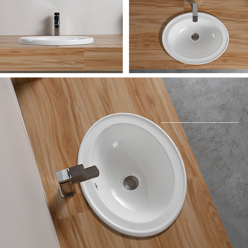 Traditional Drop-in Bathroom Sink Oval Porcelain with Overflow and Faucet Basin Clearhalo 'Bathroom Remodel & Bathroom Fixtures' 'Bathroom Sinks & Faucet Components' 'Bathroom Sinks' 'bathroom_sink' 'Home Improvement' 'home_improvement' 'home_improvement_bathroom_sink' 7079350