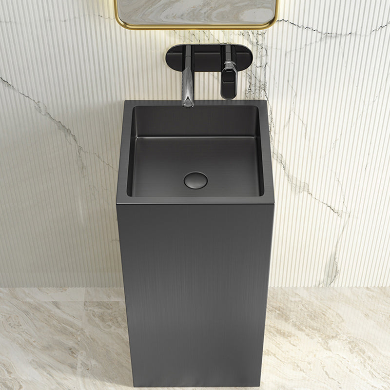 Contemporary Round Wash Stand Stainless Steel Metal Undermount Bathroom Sink Gun Grey Round Faucet Sink with Faucet Clearhalo 'Bathroom Remodel & Bathroom Fixtures' 'Bathroom Sinks & Faucet Components' 'Bathroom Sinks' 'bathroom_sink' 'Home Improvement' 'home_improvement' 'home_improvement_bathroom_sink' 7079405