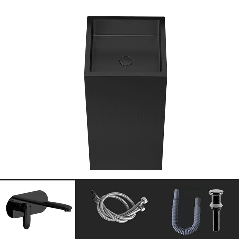 Contemporary Round Wash Stand Stainless Steel Metal Undermount Bathroom Sink Black Round Faucet Sink with Faucet Clearhalo 'Bathroom Remodel & Bathroom Fixtures' 'Bathroom Sinks & Faucet Components' 'Bathroom Sinks' 'bathroom_sink' 'Home Improvement' 'home_improvement' 'home_improvement_bathroom_sink' 7079407