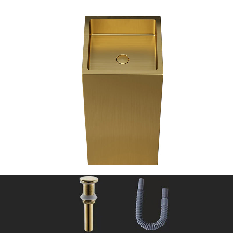 Contemporary Round Wash Stand Stainless Steel Metal Undermount Bathroom Sink Gold Unavailiable Sink Clearhalo 'Bathroom Remodel & Bathroom Fixtures' 'Bathroom Sinks & Faucet Components' 'Bathroom Sinks' 'bathroom_sink' 'Home Improvement' 'home_improvement' 'home_improvement_bathroom_sink' 7079412