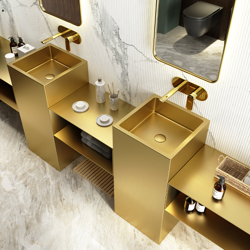 Contemporary Round Wash Stand Stainless Steel Metal Undermount Bathroom Sink Clearhalo 'Bathroom Remodel & Bathroom Fixtures' 'Bathroom Sinks & Faucet Components' 'Bathroom Sinks' 'bathroom_sink' 'Home Improvement' 'home_improvement' 'home_improvement_bathroom_sink' 7079413