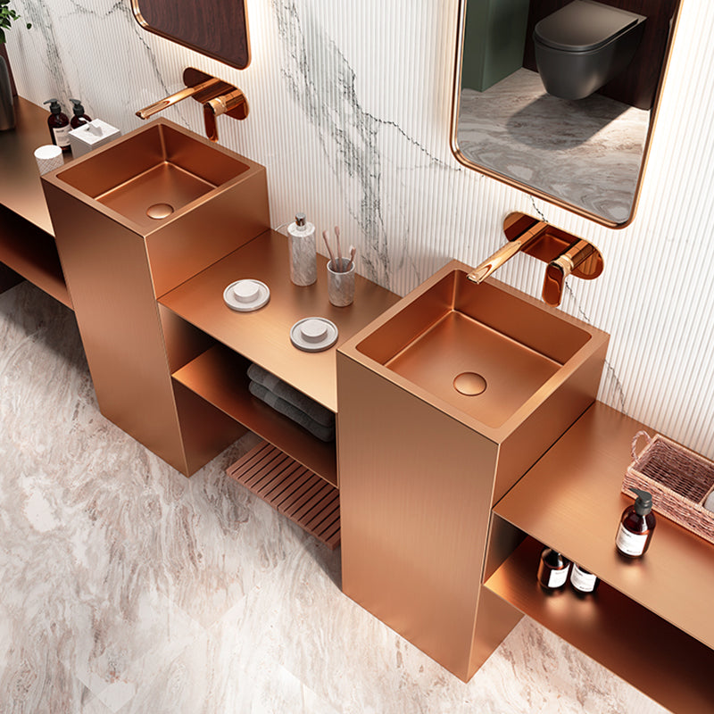 Contemporary Round Wash Stand Stainless Steel Metal Undermount Bathroom Sink Clearhalo 'Bathroom Remodel & Bathroom Fixtures' 'Bathroom Sinks & Faucet Components' 'Bathroom Sinks' 'bathroom_sink' 'Home Improvement' 'home_improvement' 'home_improvement_bathroom_sink' 7079414