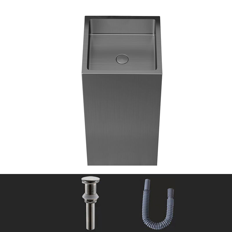 Contemporary Round Wash Stand Stainless Steel Metal Undermount Bathroom Sink Gun Grey Unavailiable Sink Clearhalo 'Bathroom Remodel & Bathroom Fixtures' 'Bathroom Sinks & Faucet Components' 'Bathroom Sinks' 'bathroom_sink' 'Home Improvement' 'home_improvement' 'home_improvement_bathroom_sink' 7079426