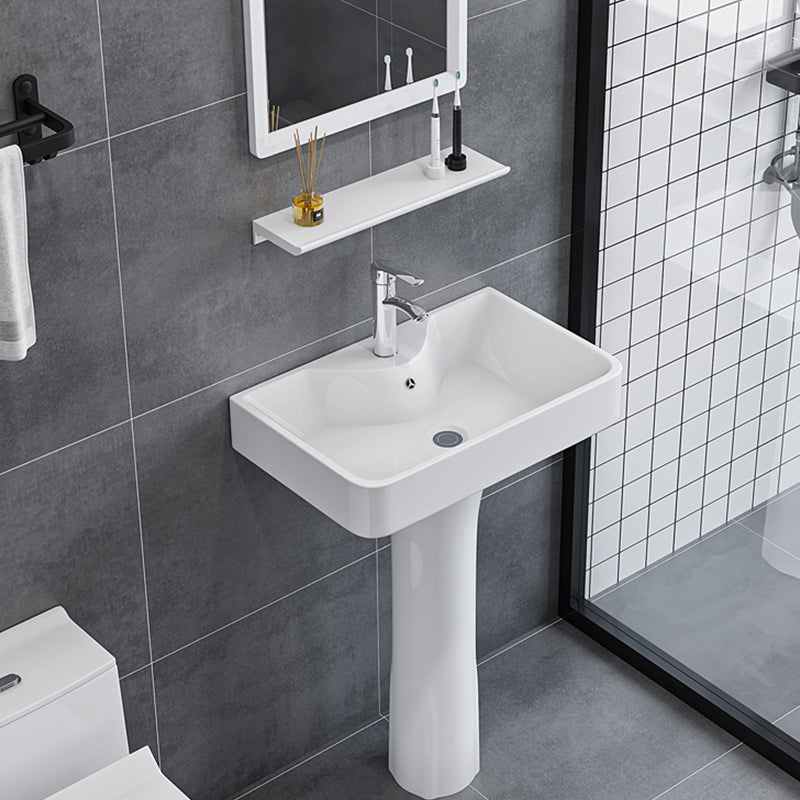 Square Pedestal Sink Ceramic Metal Ground Installation Bathroom Sink Clearhalo 'Bathroom Remodel & Bathroom Fixtures' 'Bathroom Sinks & Faucet Components' 'Bathroom Sinks' 'bathroom_sink' 'Home Improvement' 'home_improvement' 'home_improvement_bathroom_sink' 7079431