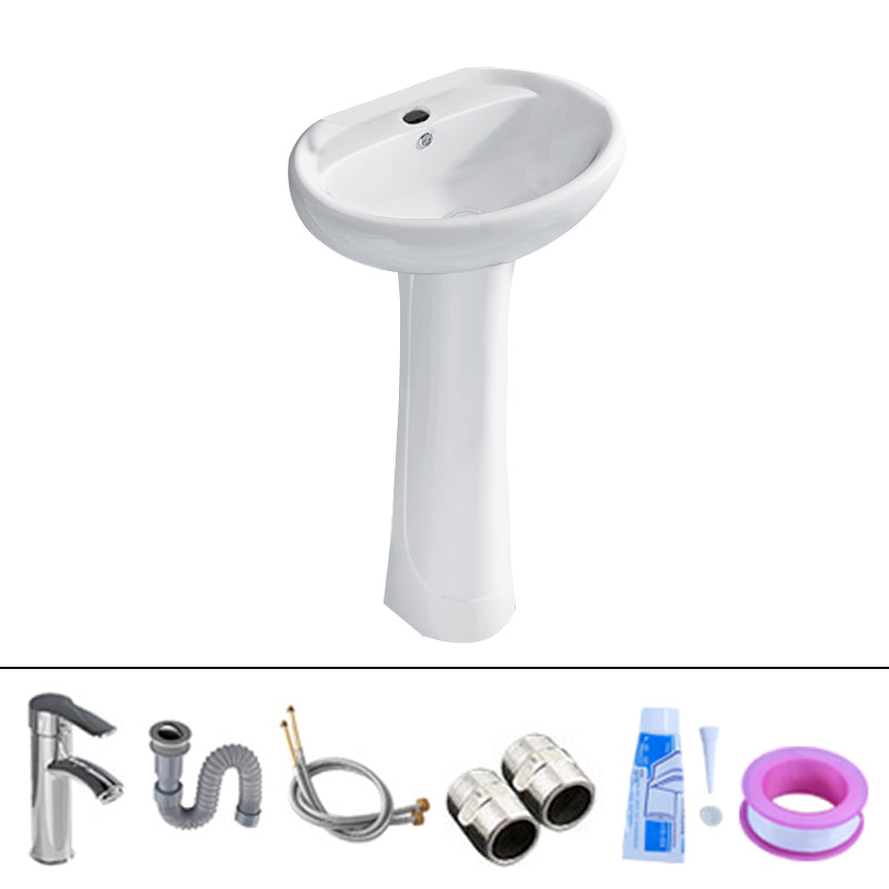 Square Pedestal Sink Ceramic Metal Ground Installation Bathroom Sink 20"L x 16"W x 30"H Sink with Faucet Clearhalo 'Bathroom Remodel & Bathroom Fixtures' 'Bathroom Sinks & Faucet Components' 'Bathroom Sinks' 'bathroom_sink' 'Home Improvement' 'home_improvement' 'home_improvement_bathroom_sink' 7079437