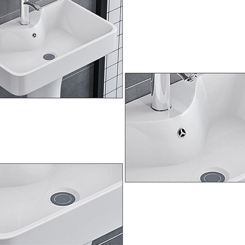 Square Pedestal Sink Ceramic Metal Ground Installation Bathroom Sink Clearhalo 'Bathroom Remodel & Bathroom Fixtures' 'Bathroom Sinks & Faucet Components' 'Bathroom Sinks' 'bathroom_sink' 'Home Improvement' 'home_improvement' 'home_improvement_bathroom_sink' 7079438