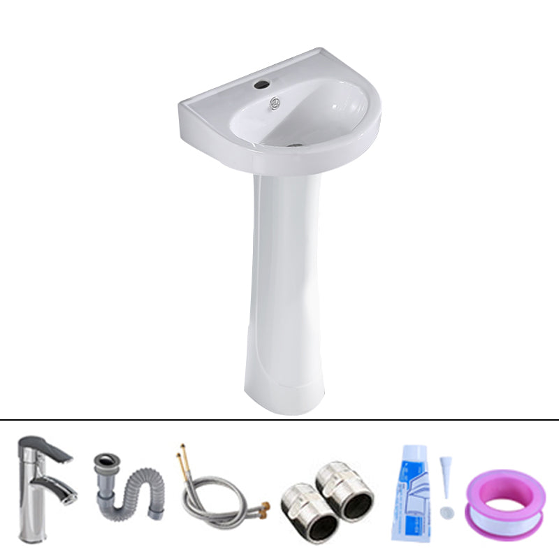 Square Pedestal Sink Ceramic Metal Ground Installation Bathroom Sink 16"L x 14"W x 30"H Sink with Faucet Clearhalo 'Bathroom Remodel & Bathroom Fixtures' 'Bathroom Sinks & Faucet Components' 'Bathroom Sinks' 'bathroom_sink' 'Home Improvement' 'home_improvement' 'home_improvement_bathroom_sink' 7079441