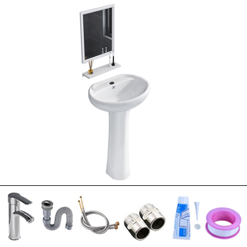 Square Pedestal Sink Ceramic Metal Ground Installation Bathroom Sink 20"L x 16"W x 30"H Sink with Faucet and Mirror Clearhalo 'Bathroom Remodel & Bathroom Fixtures' 'Bathroom Sinks & Faucet Components' 'Bathroom Sinks' 'bathroom_sink' 'Home Improvement' 'home_improvement' 'home_improvement_bathroom_sink' 7079443