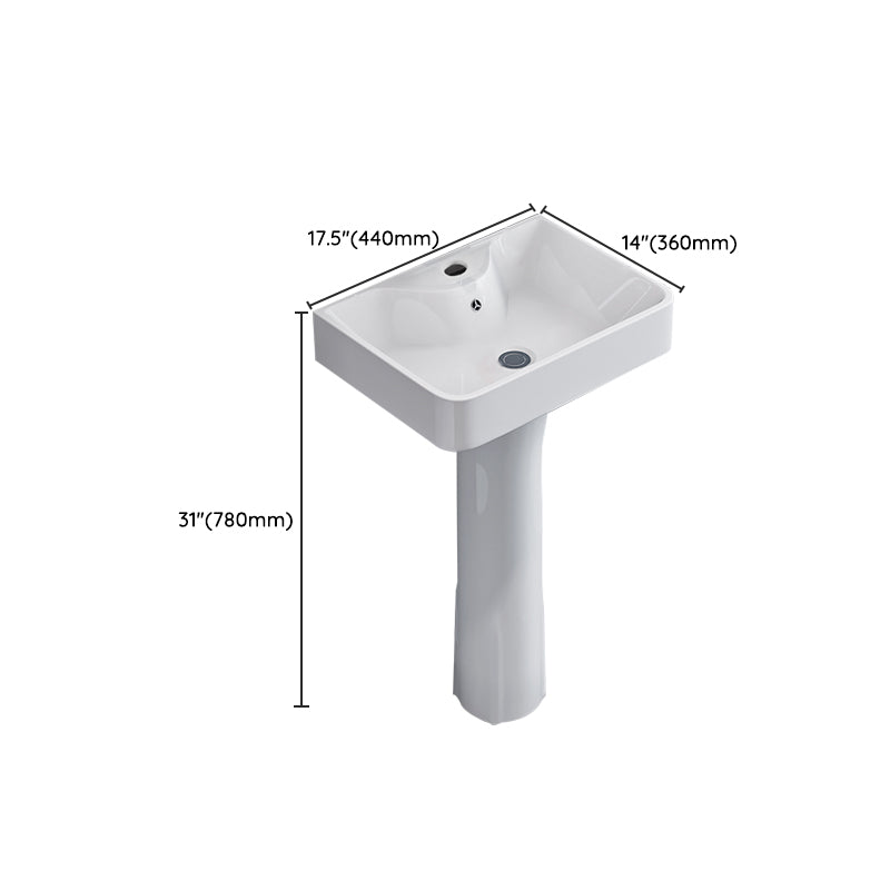 Square Pedestal Sink Ceramic Metal Ground Installation Bathroom Sink Clearhalo 'Bathroom Remodel & Bathroom Fixtures' 'Bathroom Sinks & Faucet Components' 'Bathroom Sinks' 'bathroom_sink' 'Home Improvement' 'home_improvement' 'home_improvement_bathroom_sink' 7079450