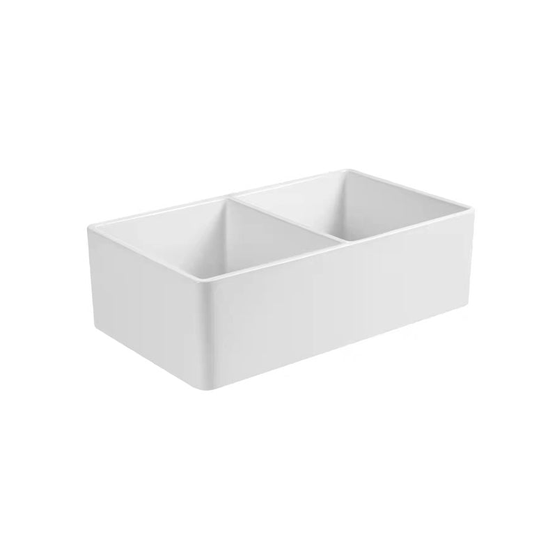 Farm Style Bathroom Sink Ceramic Rectangular Washroom Sink with Faucet 33.1"L x 18.1"W x 9.8"H Sink Clearhalo 'Bathroom Remodel & Bathroom Fixtures' 'Bathroom Sinks & Faucet Components' 'Bathroom Sinks' 'bathroom_sink' 'Home Improvement' 'home_improvement' 'home_improvement_bathroom_sink' 7079483