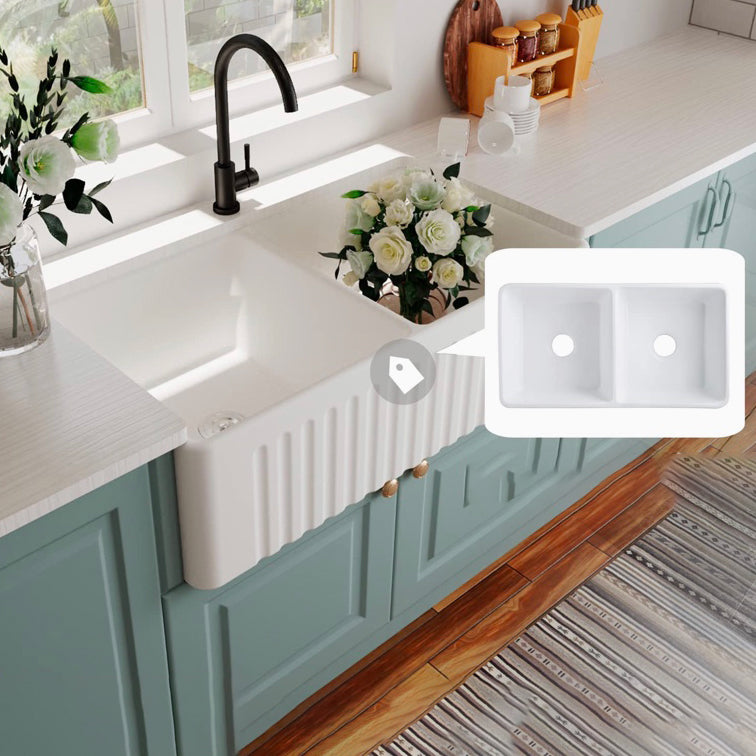 Farm Style Bathroom Sink Ceramic Rectangular Washroom Sink with Faucet Clearhalo 'Bathroom Remodel & Bathroom Fixtures' 'Bathroom Sinks & Faucet Components' 'Bathroom Sinks' 'bathroom_sink' 'Home Improvement' 'home_improvement' 'home_improvement_bathroom_sink' 7079489