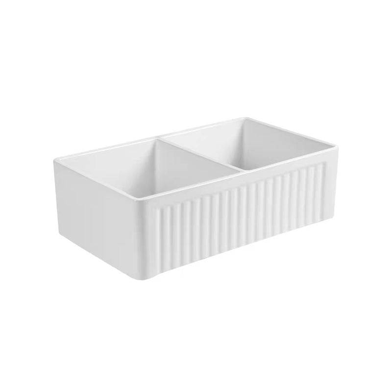 Farm Style Bathroom Sink Ceramic Rectangular Washroom Sink with Faucet 33.1"L x 19.7"W x 9.8"H Sink Clearhalo 'Bathroom Remodel & Bathroom Fixtures' 'Bathroom Sinks & Faucet Components' 'Bathroom Sinks' 'bathroom_sink' 'Home Improvement' 'home_improvement' 'home_improvement_bathroom_sink' 7079492