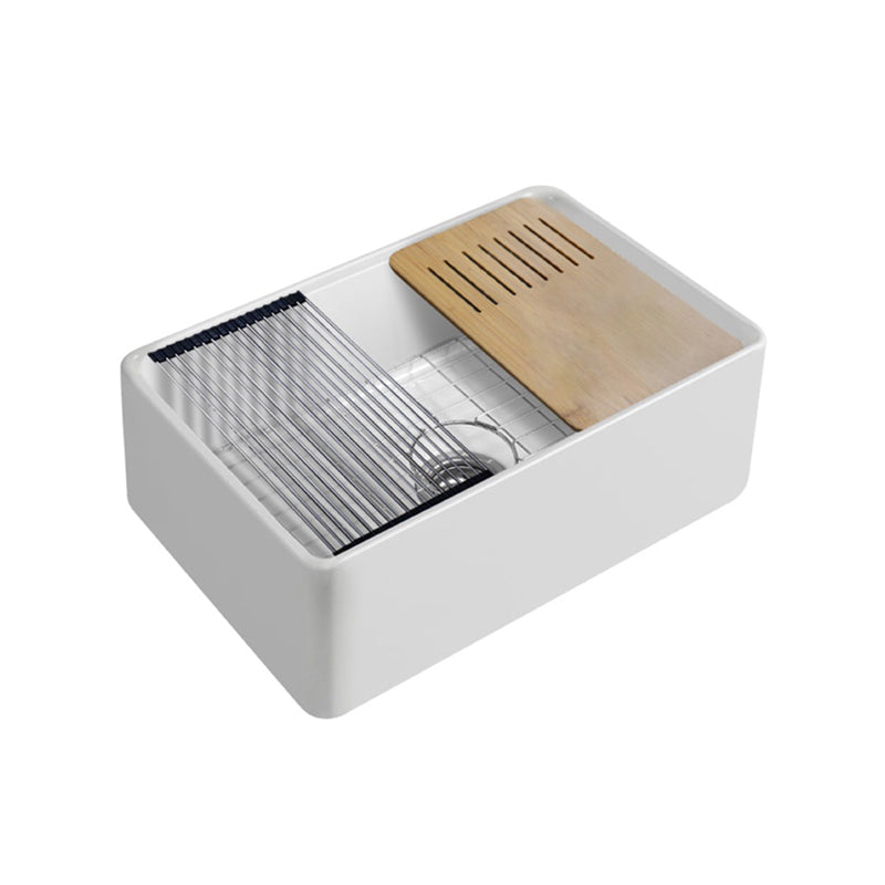 Farm Style Bathroom Sink Ceramic Rectangular Washroom Sink with Faucet 33"L x 20"W x 10"H Sink Clearhalo 'Bathroom Remodel & Bathroom Fixtures' 'Bathroom Sinks & Faucet Components' 'Bathroom Sinks' 'bathroom_sink' 'Home Improvement' 'home_improvement' 'home_improvement_bathroom_sink' 7079501