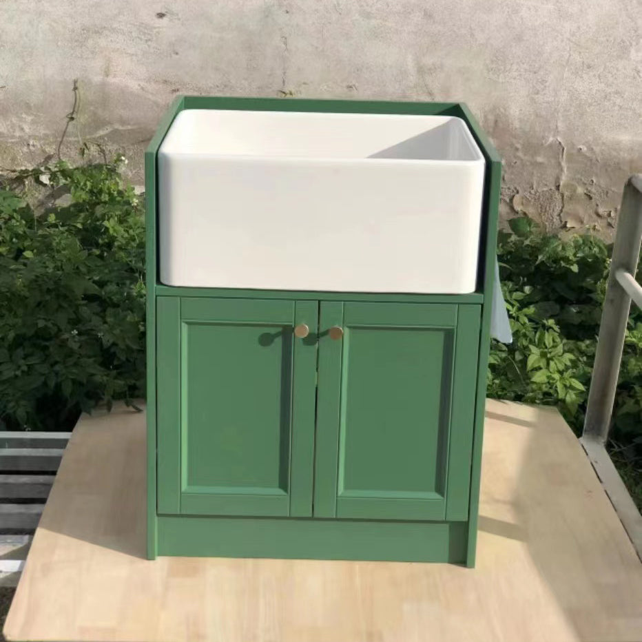 Farm Style Bathroom Sink Ceramic Rectangular Washroom Sink with Faucet 21.7"L x 15.7"W x 7.9"H Sink Clearhalo 'Bathroom Remodel & Bathroom Fixtures' 'Bathroom Sinks & Faucet Components' 'Bathroom Sinks' 'bathroom_sink' 'Home Improvement' 'home_improvement' 'home_improvement_bathroom_sink' 7079504