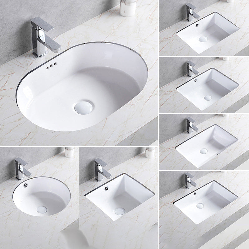 Traditional Undermount Bathroom Sink Porcelain Rectangular with Basin Basin Sink Only Clearhalo 'Bathroom Remodel & Bathroom Fixtures' 'Bathroom Sinks & Faucet Components' 'Bathroom Sinks' 'bathroom_sink' 'Home Improvement' 'home_improvement' 'home_improvement_bathroom_sink' 7079524