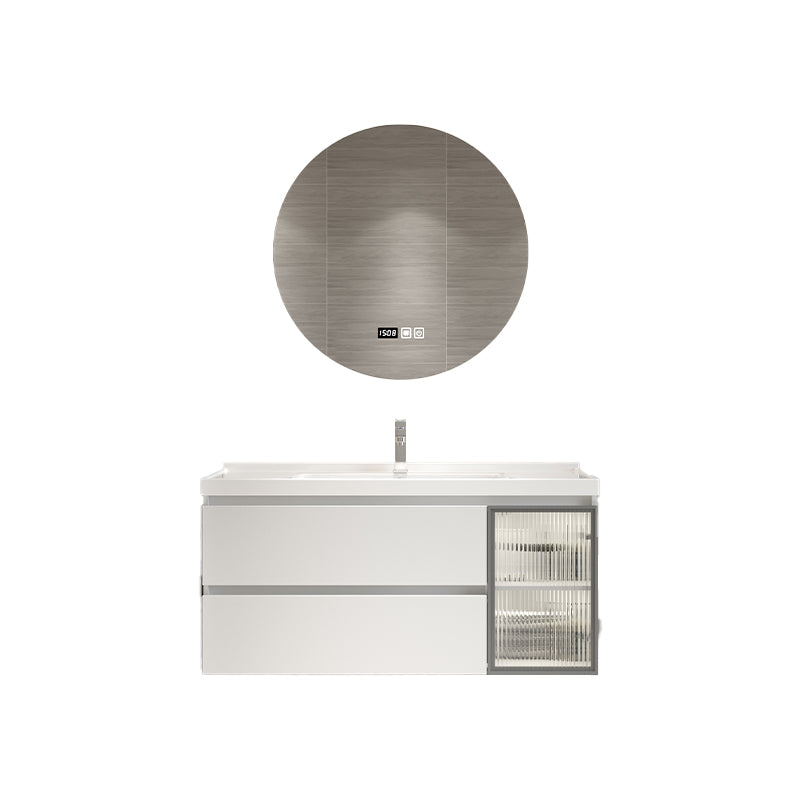 Wood Frame Bath Vanity Door Wall-Mounted Single Sink Mirror Rectangular White Vanity Vanity & Faucet & Smart Mirror Clearhalo 'Bathroom Remodel & Bathroom Fixtures' 'Bathroom Vanities' 'bathroom_vanities' 'Home Improvement' 'home_improvement' 'home_improvement_bathroom_vanities' 7079552