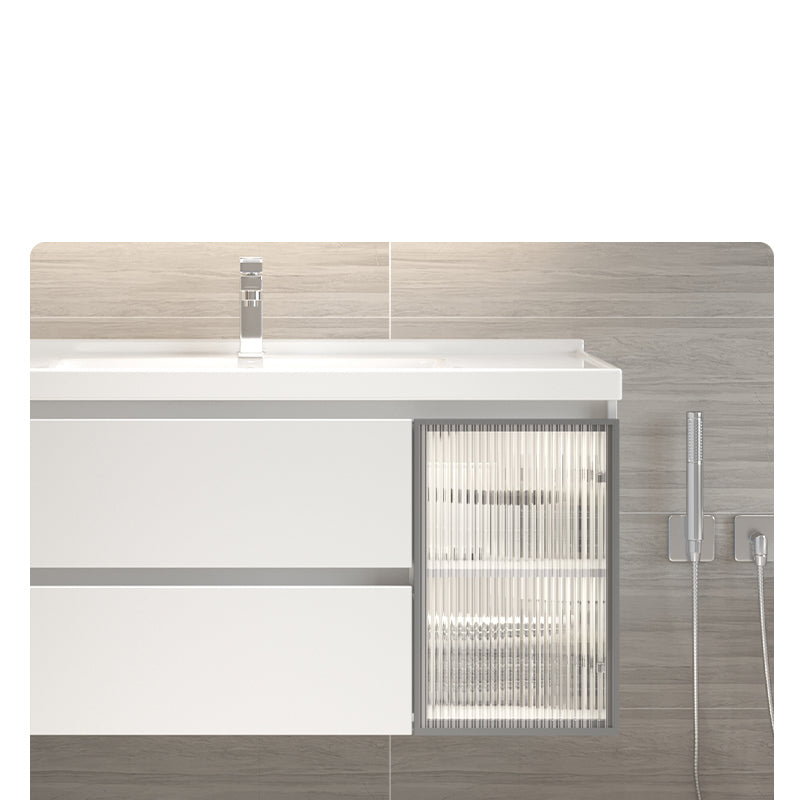 Wood Frame Bath Vanity Door Wall-Mounted Single Sink Mirror Rectangular White Vanity Clearhalo 'Bathroom Remodel & Bathroom Fixtures' 'Bathroom Vanities' 'bathroom_vanities' 'Home Improvement' 'home_improvement' 'home_improvement_bathroom_vanities' 7079553