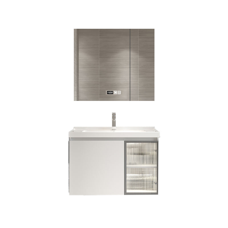 Wood Frame Bath Vanity Door Wall-Mounted Single Sink Mirror Rectangular White Vanity Vanity & Faucet & Smart Medicine Cabinet Clearhalo 'Bathroom Remodel & Bathroom Fixtures' 'Bathroom Vanities' 'bathroom_vanities' 'Home Improvement' 'home_improvement' 'home_improvement_bathroom_vanities' 7079558