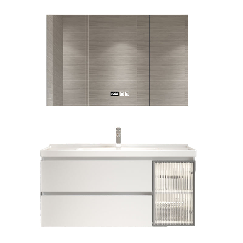 Wood Frame Bath Vanity Door Wall-Mounted Single Sink Mirror Rectangular White Vanity Clearhalo 'Bathroom Remodel & Bathroom Fixtures' 'Bathroom Vanities' 'bathroom_vanities' 'Home Improvement' 'home_improvement' 'home_improvement_bathroom_vanities' 7079559