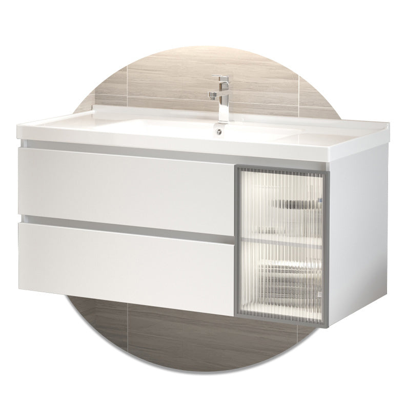 Wood Frame Bath Vanity Door Wall-Mounted Single Sink Mirror Rectangular White Vanity Clearhalo 'Bathroom Remodel & Bathroom Fixtures' 'Bathroom Vanities' 'bathroom_vanities' 'Home Improvement' 'home_improvement' 'home_improvement_bathroom_vanities' 7079561