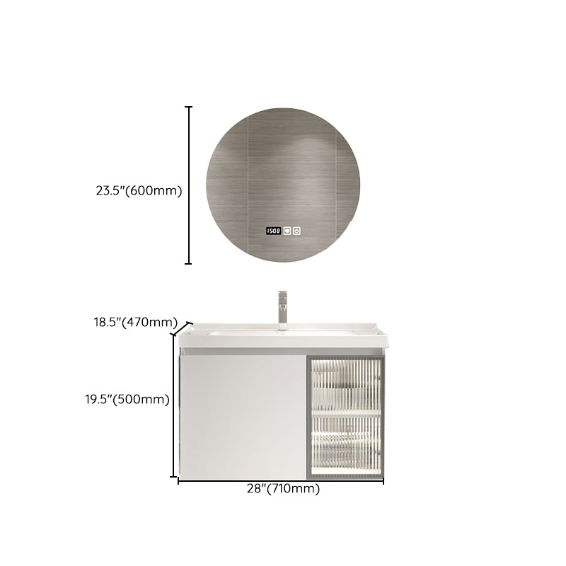 Wood Frame Bath Vanity Door Wall-Mounted Single Sink Mirror Rectangular White Vanity Clearhalo 'Bathroom Remodel & Bathroom Fixtures' 'Bathroom Vanities' 'bathroom_vanities' 'Home Improvement' 'home_improvement' 'home_improvement_bathroom_vanities' 7079577