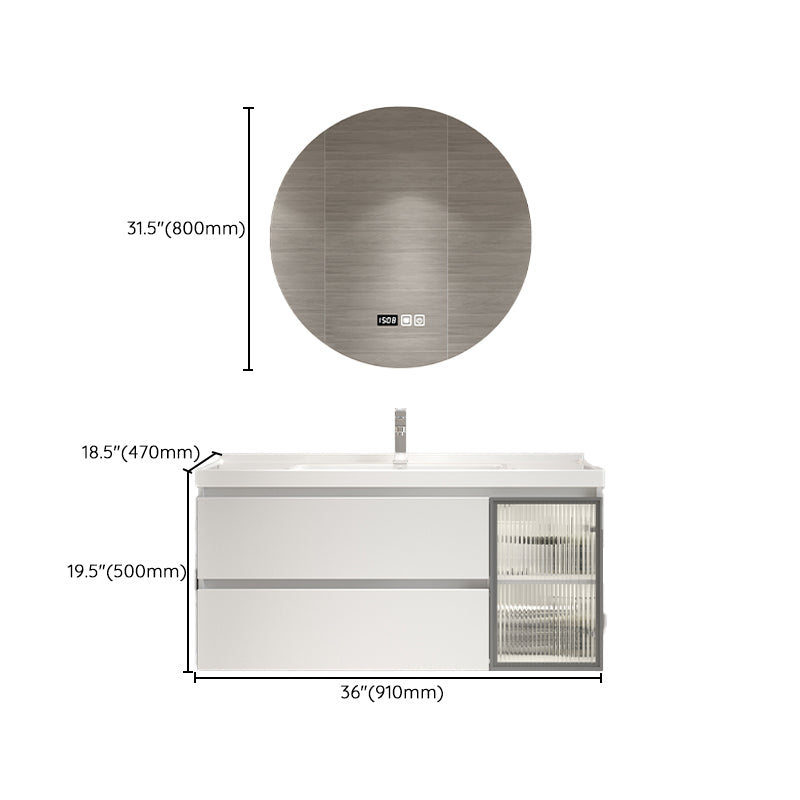 Wood Frame Bath Vanity Door Wall-Mounted Single Sink Mirror Rectangular White Vanity Clearhalo 'Bathroom Remodel & Bathroom Fixtures' 'Bathroom Vanities' 'bathroom_vanities' 'Home Improvement' 'home_improvement' 'home_improvement_bathroom_vanities' 7079579