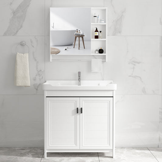 Bathroom Vanity Set Free Standing White Drawer Faucet Vanity with Mirror Clearhalo 'Bathroom Remodel & Bathroom Fixtures' 'Bathroom Vanities' 'bathroom_vanities' 'Home Improvement' 'home_improvement' 'home_improvement_bathroom_vanities' 7079615
