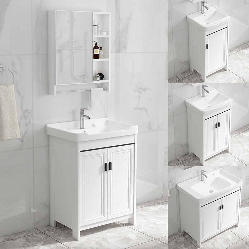 Bathroom Vanity Set Free Standing White Drawer Faucet Vanity with Mirror Clearhalo 'Bathroom Remodel & Bathroom Fixtures' 'Bathroom Vanities' 'bathroom_vanities' 'Home Improvement' 'home_improvement' 'home_improvement_bathroom_vanities' 7079617
